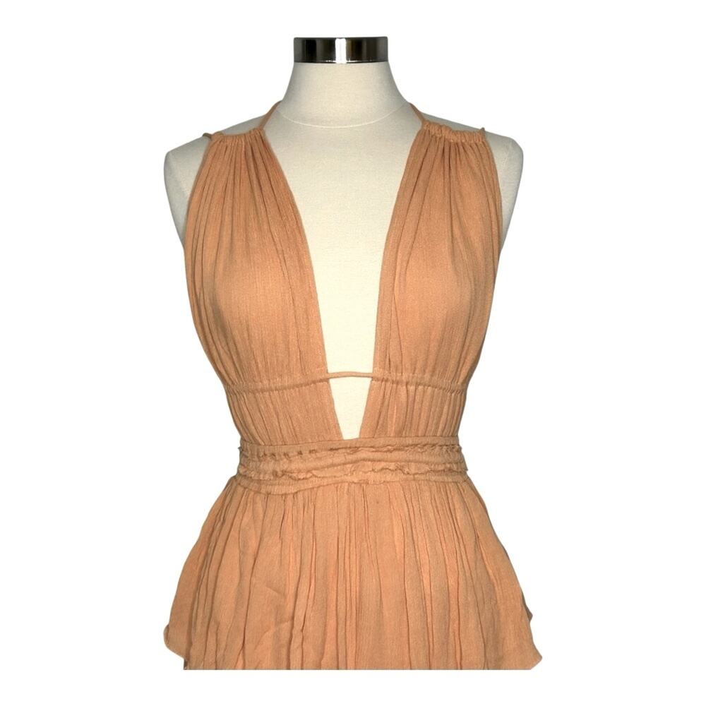 Free People Drop Dead Beauty Tiered Maxi Dress Large Orange - Picture 5 of 9